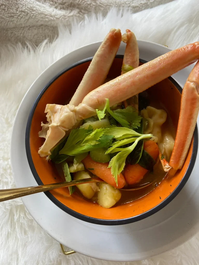 making a seafood broth with my bestie